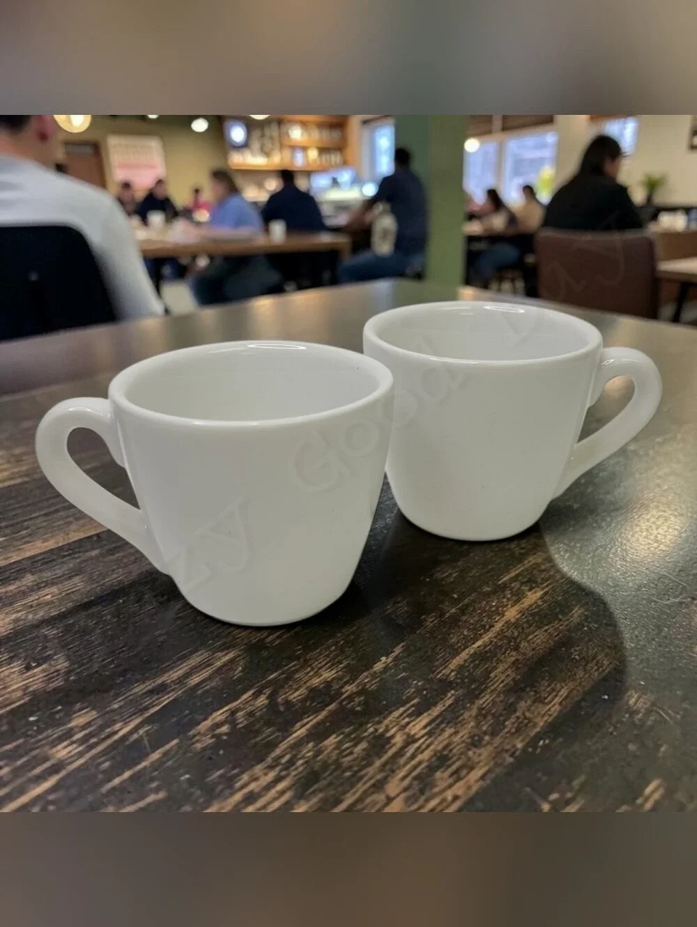 2pk Ceramic 3 Oz Bistro Espresso Cups Mugs, TechnoCeram, White